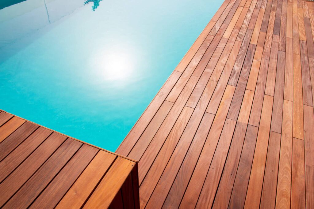 Above ground pool deck installation